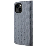 Karl Lagerfeld KLBKP14SSAKLHPG iPhone 14 6.1" knygos dėklas sidabrinis/sidabrinis Saffiano Monogram