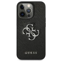Guess Saffiano 4G Metal Logo dėklas telefonui iPhone 13 Pro / 13 6.1 - juodas