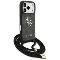 Guess 4G Big Logo Cord Stap per petį dėklas telefonui iPhone 17 Pro - juodas
