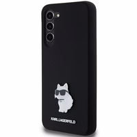 Karl Lagerfeld silikoninis Choupette metalinis ženkliukas dėklas telefonui Samsung Galaxy S24+ - juodas