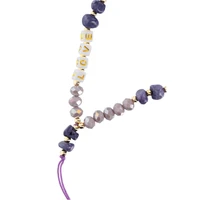 LOVE telefono dirželis, pakabukas / virvelės ilgis 44 cm (22 cm kilpoje) / ant rankos – violetinis