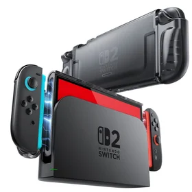 Supcase Crystal dėklas Nintendo Switch 2 - skaidriai juodas