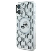 Karl Lagerfeld IML Monogram Karl & Choupette Head Magnetinis dėklas telefonui iPhone 16 - skaidrus