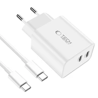 Tech-Protect C35W 2x USB-C PD 35W įkroviklis su USB-C / USB-C kabeliu - baltas