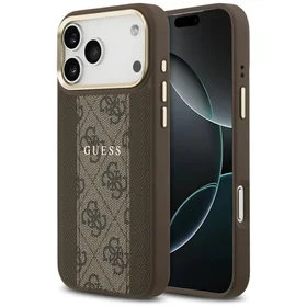 Guess 4G Stripe Magnetinis dėklas telefonui iPhone 17 Pro Max - ruda