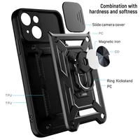 Slide Camera Armor Case Dėklas telefonui Xiaomi Redmi 9C juodas
