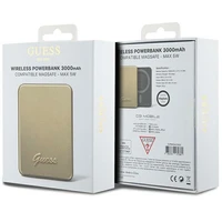 Magnetinė išorinė baterija Guess MagSafe Metal Script Logo 5W 3000mAh (auksinė)