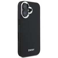 DKNY Paprastas sidabrinis logotipas magnetinis iPhone 16 dėklas - juodas