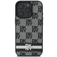 DKNY patikrinto rašto ir spausdintų dryžių dėklas telefonui iPhone 16 Pro Max - juodas