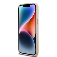 DKNY odinis mono juostelės ir metalinis logotipas dėklas iPhone 14 Pro - rožinis