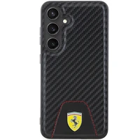 Ferrari Carbon Stitched Bottom dėklas telefonui Samsung Galaxy S24 - juodas