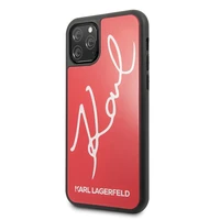 Karl Lagerfeld Signature Glitter dėklas iPhone 11 Pro - raudonas