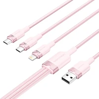 USB 2.0 A-3in1 3A kabelis Vention CTPPG 1,5 m (rožinės spalvos)