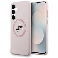 Karl Lagerfeld Silicone Karl & Choupette Heads MagSafe deklas Samsung Galaxy S25 FE - rozinis