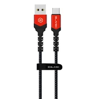 Kabelis Blavec Cable Raptor pluoštinis - USB į Type-C - PD 66W 6A 1 m Apple CarPlay/Android Auto (CRA-UC6BR10) juodas-raudonas