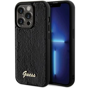 Guess Sequin Script Metal dėklas telefonui iPhone 13 Pro / 13 - juodas