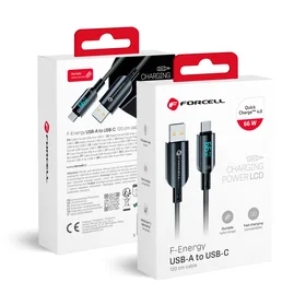 FORCELL F-ENERGY C272 kabelis USB A į Type C QC4.0 3A 66W Skaitmeninis 1,2 m juodas