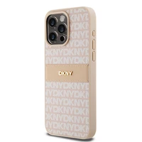 DKNY odinis Mono Stripe ir Metal Logo dėklas telefonui iPhone 15 Pro Max - rožinis