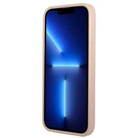 Guess GUHCP13MPSATPP iPhone 13 6.1 dėklas telefonui, rožinis, kietas, Saffiano trikampio logotipu ir kortelių skyriumi