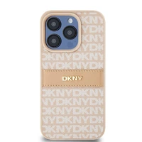 DKNY Odinis mono juosta ir metalinis logotipas dėklas telefonui iPhone 15 Pro - rožinis