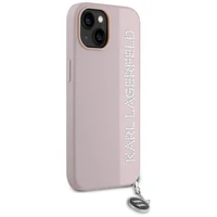Karl Lagerfeld Saffiano Rhinestones & Charm dėklas telefonui iPhone 15 / 14 / 13 - rožinis