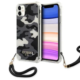 Guess GUHCN61KSARBK iPhone 11 6.1" / Xr juodas/juodas kietas dėklas Camo kolekcija