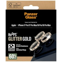 PanzerGlass Hoops Glitter Tempered Glass Lens Apsauginis stiklas skirtas iPhone 17 Pro / 17 Pro Max / 16 Pro / 16 Pro Max - auksinis