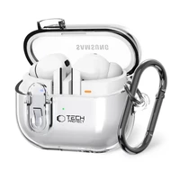 Tech-Protect FlexAir dėklas su karabinu, skirtas Samsung Galaxy Buds 3 / 3 Pro – skaidrus