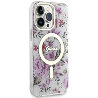 Guess GUHMP14XHCFWST iPhone 14 Pro Max 6.7" skaidrus kietas dėklas Flower Magnetinis