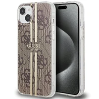 Guess IML 4G Gold Stripe dėklas telefonui iPhone 15 Plus / 14 Plus - rudas