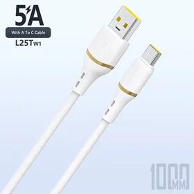 Dudao L25T USB-A - USB-C silikoninis kabelis 5A 1 m - baltas