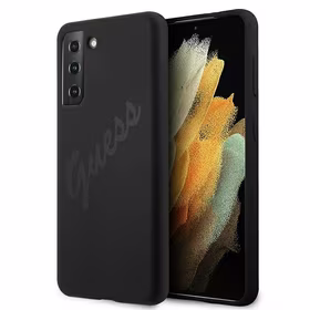 Dėklas telefonui Guess GUHCS21MLSVSBK S21+ G996 juodas/juodas kietasis dėklas Script Vintage
