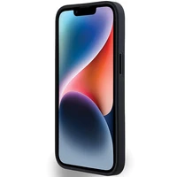 DKNY odinis mono juostelės ir metalinis logotipas dėklas iPhone 15/14/13 - juodas