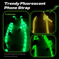 Rock universalus telefono raištis šviečiantis tamsoje ilgas, kaklo dirželis mėlynas