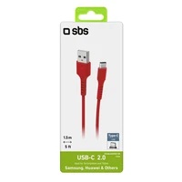 SBS TECABLEMICROC15R USB-A - USB-C kabelis 1.5 m - raudonas