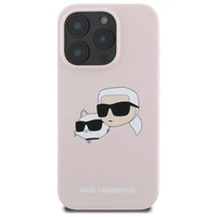 Karl Lagerfeld silikoninis Magnetinis dėklas telefonui iPhone 16 Pro su Nauble galvų atvaizdais - rožinė