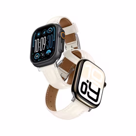AmazingThing Klasikinis odinis dirželis laikrodžiui Apple Watch 45 / 46 / 49 mm - pilkas
