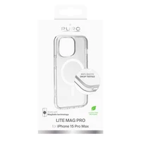 Puro Lite Mag Pro magnetinis silikoninis dėklas telefonui iPhone 15 Pro Max - permatomas