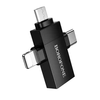Borofone adapteris BV26D - USB į Lightning/Type C/Micro USB - juodas
