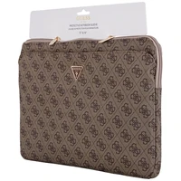 Guess 4G užtrauktuku užsegamas dėklas su trikampiu logotipu 14" nešiojamam kompiuteriui - rudas