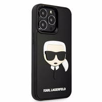 Karl Lagerfeld 3D guminis Karl'o galvos dėklas iPhone 13 Pro / iPhone 13 - juodas