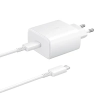 Samsung EP-TA845EWE 45W sieninis įkroviklis su USB-C kabeliu Samsung EP-DW767JWE 45W 1.8m (OOB Bulk - pakaitinė pakuotė) - baltas