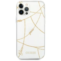 Guess Gold Chain Collection dėklas telefonui iPhone 12 Pro Max 6.7" - balta
