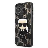 Karl Lagerfeld KLHCP13LPMNIKBK iPhone 13 Pro / 13 6.1" kietas dėklas juodas/juodas Monograma Ikonik pleistras