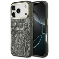 Guess Pitono rašto magnetinis dėklas iPhone 17 Pro - juodas