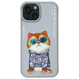 Nimmy Glasses Cool Cat iPhone 15 dėklas - pilkas