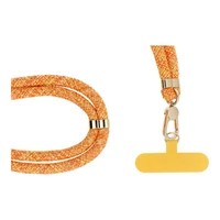 SWING (8mm) Telefono dirželis, Telefono pakabukas su reguliuojamu ilgiu / virvės ilgis 165cm (maks. 82.5cm kilpoje) / ant peties arba kaklo - oranžinė-balta