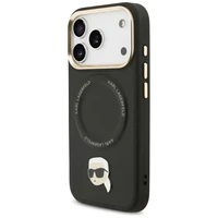 Karl Lagerfeld Big Strap Karl metalinio logotipo Magnetinis dėklas telefonui iPhone 17 Pro Max - juodas