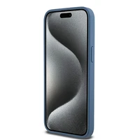 DKNY Odinis monogramos rašto metalinis logotipas Magnetinis dėklas telefonui iPhone 15 Pro Max - mėlynas