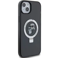 Karl Lagerfeld KLHMP15MHMRSKCK iPhone 15 Plus 6.7" juodas/juodas kietas dėklas su žiediniu stovu Karl&Choupette Magnetinis